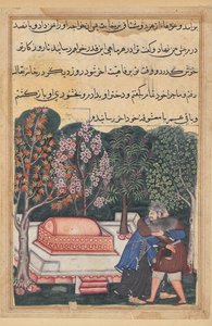 Der junge Mann aus Bagdad wiedervereint mit seiner Sklavin, aus einem Tuti-nama (Geschichten des Papageis): Achtundvierzigste Nacht von Unknown artist
