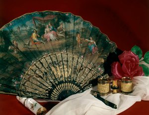 Theaterzubehör: Fächer und Fernglas. 18. Jahrhundert. Paris, dekorative Kunst