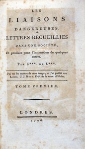Titelseite des Buches „Les Liaisons dangereuses“ von Choderlos de Laclos, London von Unknown artist