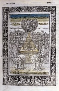 Triumph des Ruhms von Francesco Petrarca (Petrarca). Miniatur sd. Bibl. Trivulziana, Mailand