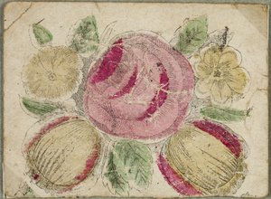 Unbenannte Valentinskarte (Rosa und gelbe Blumen) von Unknown artist