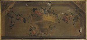Blumenvase in einer Nische. Zwischen 1769 und 1789