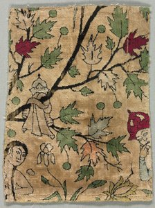 Samtfragment, Khusrau sieht Shirin beim Baden von Unknown artist