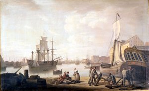 Ansicht des Hafens von Kopenhagen in Dänemark. Gemälde aus dem 18. Jahrhundert von Unknown artist