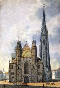 Ansicht der Kathedrale St. Stephan (Stephansdom) in Wien, Österreich, Ende des 18. Jahrhunderts