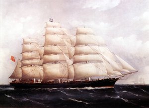 Ansicht der Cutty Sark, britisches Schiff. Gemälde aus dem 19. Jahrhundert von Unknown artist