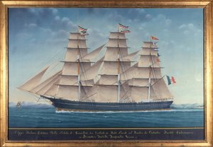 Ansicht des italienischen Klippers Cosmos. Gemälde aus dem 19. Jahrhundert von Unknown artist