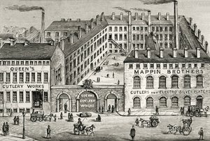 Ansicht der Mappin Brothers Besteckfabrik in London (Detail)