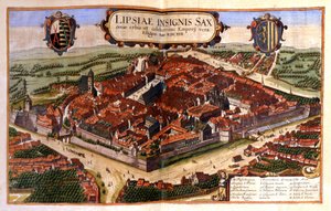 Ansicht der Stadt Leipzig in Deutschland. Gravur des 17. Jahrhunderts von Unknown artist