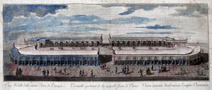 Ansicht der Messe von Venedig, Italien. Gravur aus dem 18. Jahrhundert.