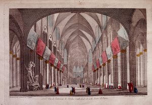 Ansicht des Inneren von Notre-Dame de Paris - optische Ansicht von Unknown artist
