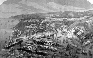 Ansicht des Hafens von Le Havre. 1868. Gravur aus dem 19. Jahrhundert. von Unknown artist