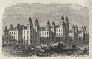 Ward Island Emigrant Hospital - New York State - Emigration Commission Establishment - Gravur in „Das illustrierte Universum“ von 1869 von Unknown artist