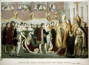 Hochzeitszeremonie zwischen Napoleon I. und Marie-Louise von Habsburg in der Augustinerkirche in Wien, 2. April