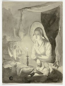 Frau, die Geflügel zubereitet von Unknown artist