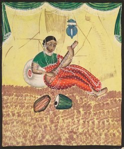 Frau spielt Musik (recto) von Unknown artist