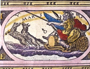 Darstellung des Gottes Mars. Gravur aus dem 17. Jahrhundert von Unknown artist