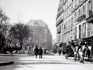 Eine Straße in Paris mit dem Ambigu-Theater (3. Arrondissement) von Unknown photographer