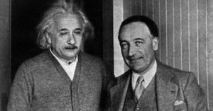 Louis Farigoule alias Jules Romains wird von Albert Einstein empfangen, Princeton, USA