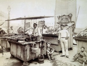 Austernverkäufer aus Santa Lucia in Neapel, Ende des 19. Jahrhunderts von Unknown photographer
