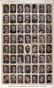 Porträts von deutschen und italienischen Kriminellen. Album von Fotografien gesammelt von Cesare Lombroso (1835-1909), italienischer Kriminologe: „Der kriminelle Mensch“