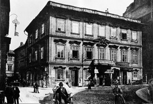 Prag, vor 1897. Das Gebäude, in dem der Schriftsteller Franz Kafka geboren wurde von Unknown photographer