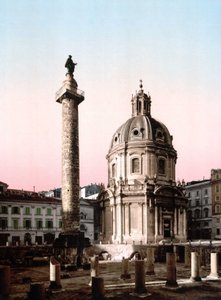 Rom. Blick auf das Forum Trajan mit Säule. Fotochrom um 1900. von Unknown photographer