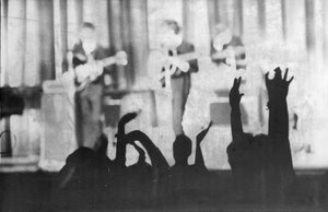 Die Beatles/Brian Epstein (s/w Foto)
