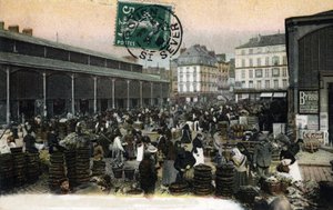 Ansicht des Grand Marché in Rouen, Seine-Maritime, Normandie (Der Markt in Rouen, Normandie) Postkarte Anfang des 20. Jahrhunderts von Unknown photographer