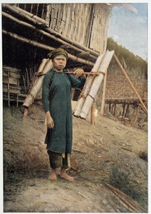 Wasserträger in Tonkin, Vietnam, um 1898 - Fotografie