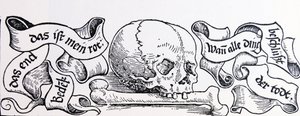 Venale Liebe, Holzschnitt, der den Tod darstellt, ca. 1511 von Urs Graf