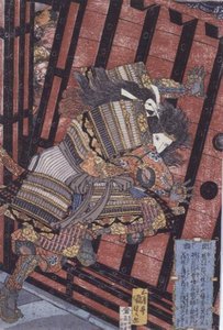 Hangaku verteidigt das Tor, ca. 1830