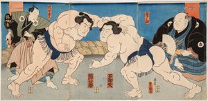 Kampf der Sumo-Ringer Shiranui und Jimmaku