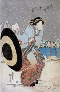 Nachtszene am Motonoyanagi-Brücke, ca. 1825 von Utagawa Kunisada
