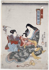 Tokiwa Gozen und ihre Kinder von Utagawa Kunisada