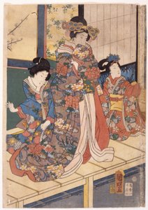 Frühlingsfarben: Löwentanz in einer Villa (Shunshoku Yakata No Shishi-Mai) von Utagawa (1835 1888) Kuniaki