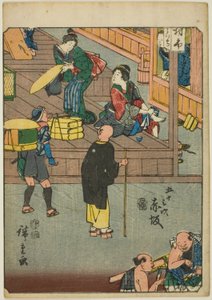 Akasaka, aus der Serie "Dreiundfünfzig Stationen [des Tokaido]", auch bekannt als die Figuren-Tokaido