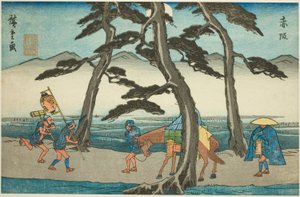Akasaka, aus der Serie "Dreiundfünfzig Stationen des Tokaido (Tokaido gojusan tsugi no uchi)", auch bekannt als Gyosho Tokaido
