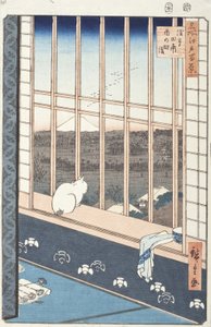 Asakusa-Reisfelder und Torinomachi-Fest aus der Serie Einhundert berühmte Ansichten von Edo, 1857