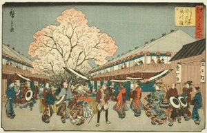 Kirschblütentag auf dem Nakanocho von Yoshiwara, aus der Serie "Berühmte Orte in Edo" von Utagawa Hiroshige
