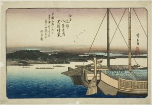 Aufklarendes Wetter in Shibaura (Shibaura seiran), aus der Serie "Acht Ansichten in der Umgebung von Edo (Edo kinko hakkei no uchi)" von Utagawa Hiroshige