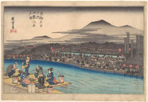 Abkühlung am Abend in Shijogawara von Utagawa Hiroshige