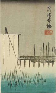 Eitai-Brücke, Nakasu und Mitsumata, Abschnitt eines Blattes aus der Serie "Ausschnitte berühmter Orte in Edo"