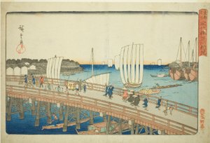 Eitai-Brücke und neues Land in Fukagawa, aus der Serie "Berühmte Orte in der östlichen Hauptstadt" von Utagawa Hiroshige
