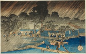 Abendregen am Ufer des Tadasu-Flusses (Tadasugawara no yudachi), aus der Serie "Berühmte Orte in Kyoto (Kyoto meisho no uchi)" von Utagawa Hiroshige