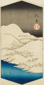 Abendschnee in Hira (Hira bosetsu), Abschnitt eines Blattes aus der Serie "Acht Ansichten von Omi (Omi hakkei)"