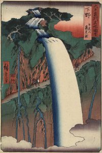 Wasserfälle von hinten gesehen in Nikko, Provinz Shimotsuke, August 1853