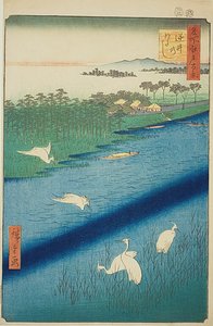 Fährüberfahrt bei Sakasai (Sakasai no watashi), Nr.67 aus der Serie „Hundert berühmte Ansichten von Edo (Meisho Edo hyakkei)“