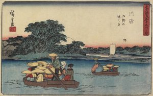 Fähre bei Rokugo_, Kawasaki, 1841-1842