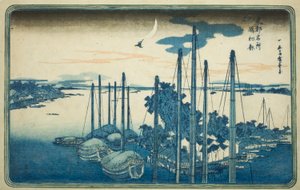 Erster Kuckuck des Jahres auf der Insel Tsukuda, aus der Serie "Berühmte Ansichten der östlichen Hauptstadt"